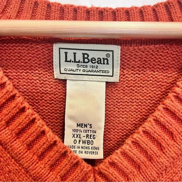 LL Bean Men’s Burnt Orange Vintage Knit Sweater Vest 2XL - Picture 3 of 5